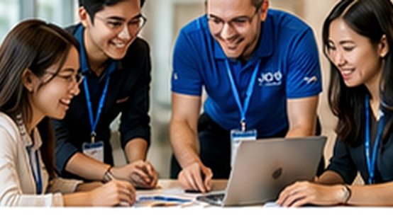 Illustrative image of a group working at a laptop