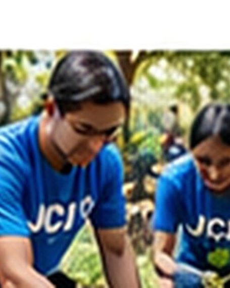 Illustrative community outdoor volunteering scene