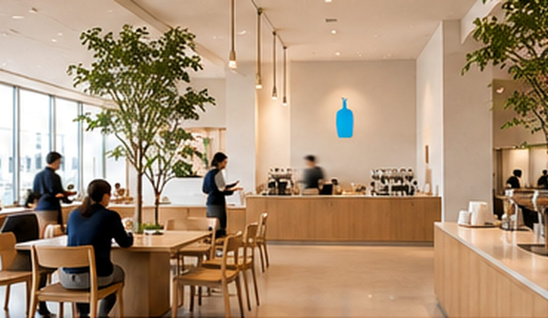 Warm and airy wood café interior with seating and customers, AI-generated concept.