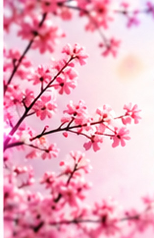 Pink flowering branches against a pale background