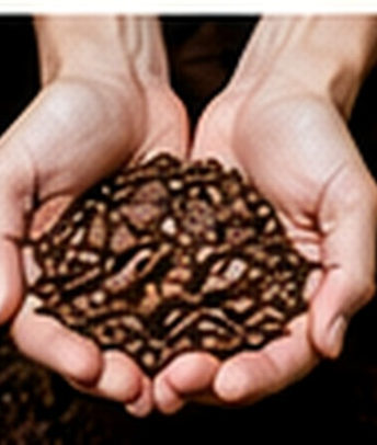 Hands holding roasted coffee beans, AI-generated concept.