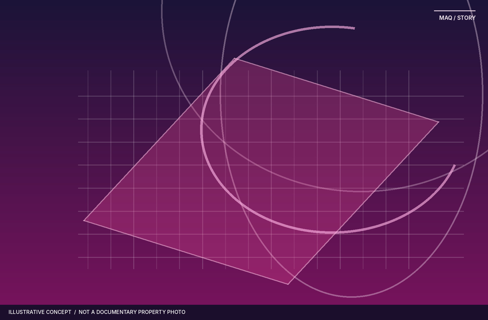 Original purple and pink geometric diagram inspired by circulation and spatial movement.