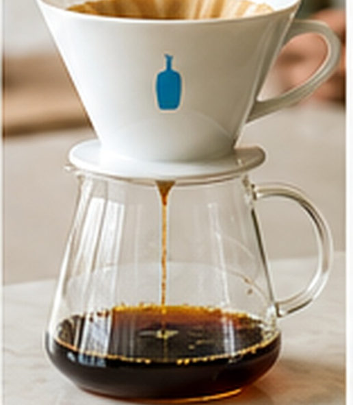 Close-up of pour-over coffee collecting in glass carafe, AI-generated concept.