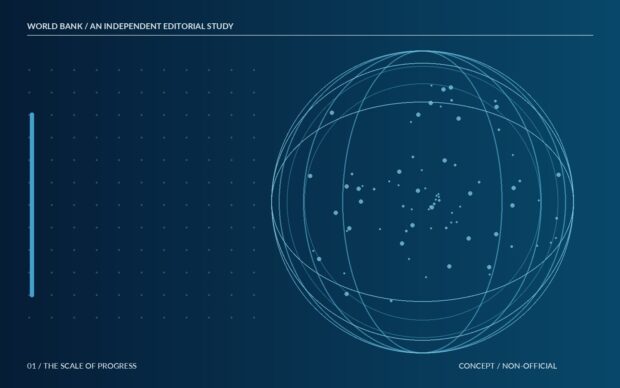 Independent World Bank editorial concept illustrating world network hero; not an official World Bank image