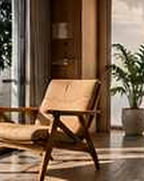 Illustrative editorial demo photograph accompanying a fictional MAQ.BIO story about interiors; no real Brand or Product depicted as verified.