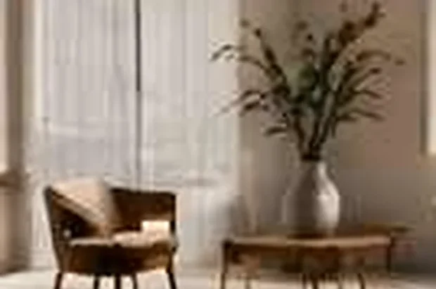 Illustrative editorial demo photograph accompanying a fictional MAQ.BIO catalyst about interiors; no real Brand or Product depicted as verified.
